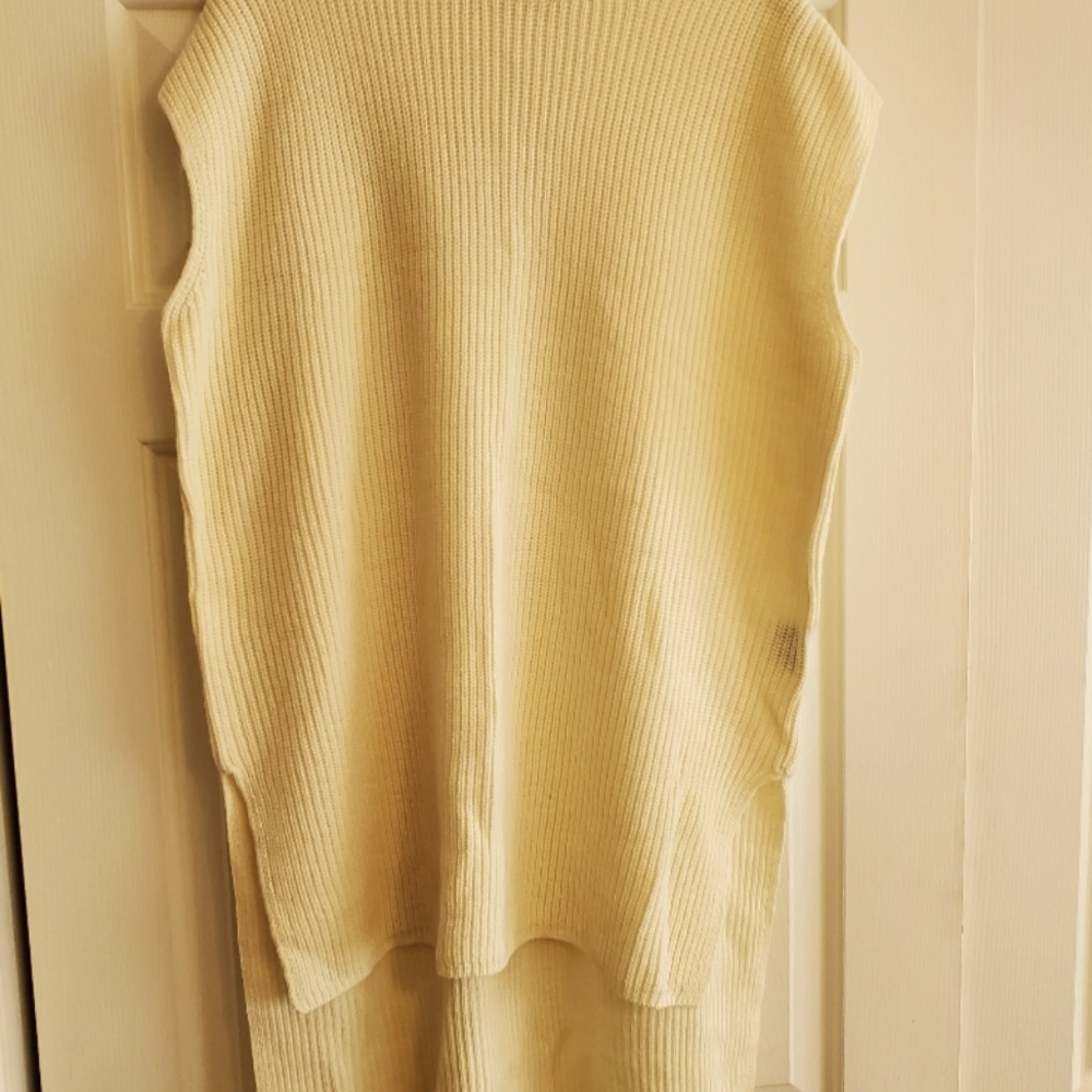 Nene Leakes Mock Neck Sleeveless Tunic Sweater Sz L Cream NEW